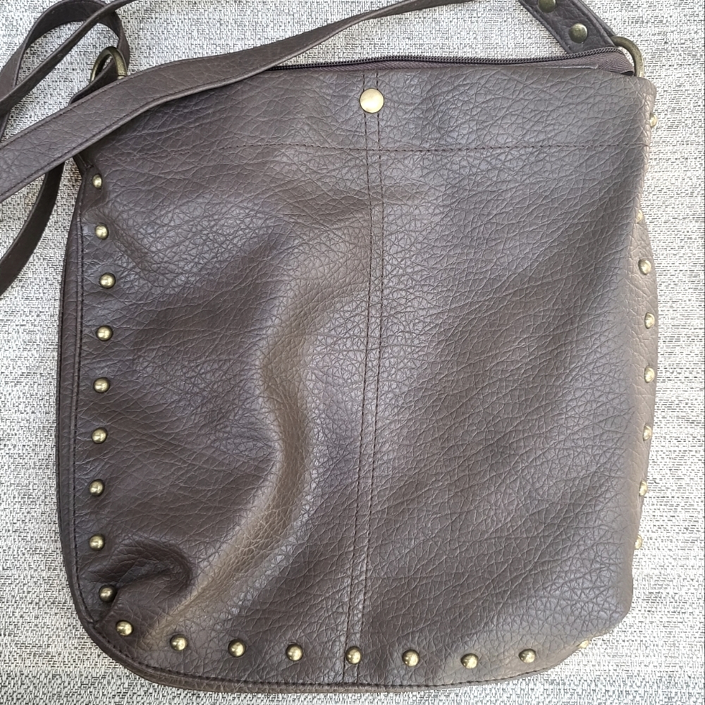 mark. By AVON brown studded vegan leather med bag